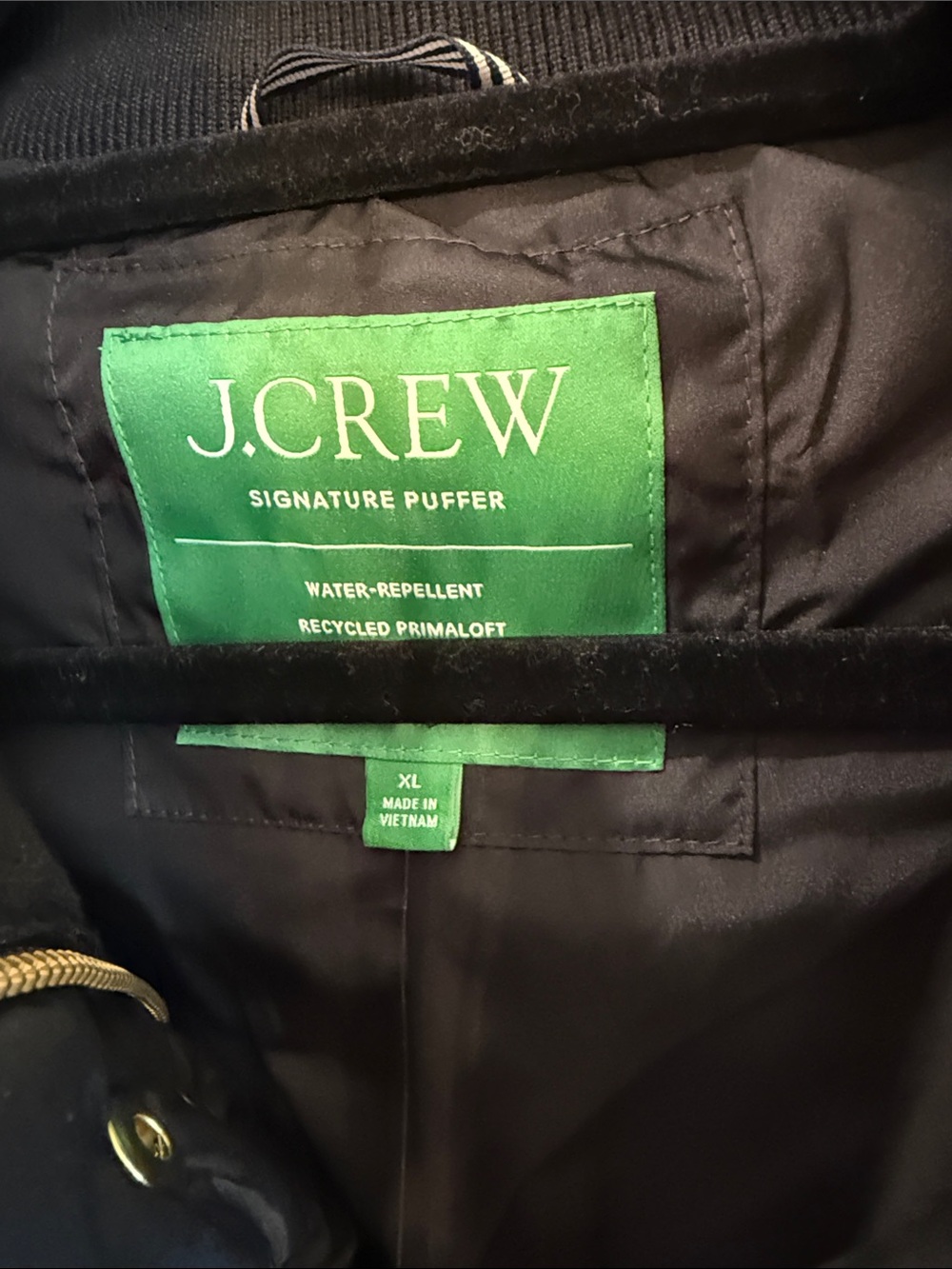J. Crew Black Quilted Puffer Jacket with Gold-Tone Hardware - Picture 3 of 4